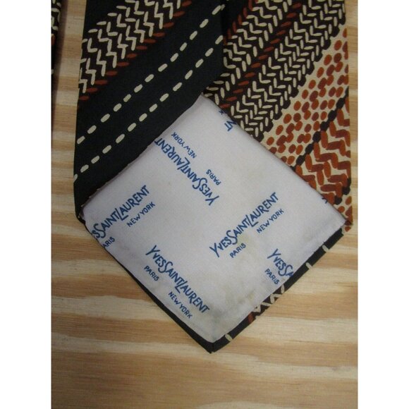 VINTAGE Yves Saint Laurent Neck Tie Silk Printed Formal Logo Designer* - Picture 5 of 9
